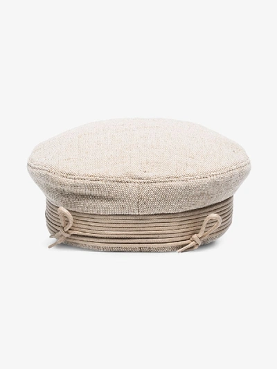 Shop Ruslan Baginskiy Beige Raw Edge Baker Boy Hat In Neutrals