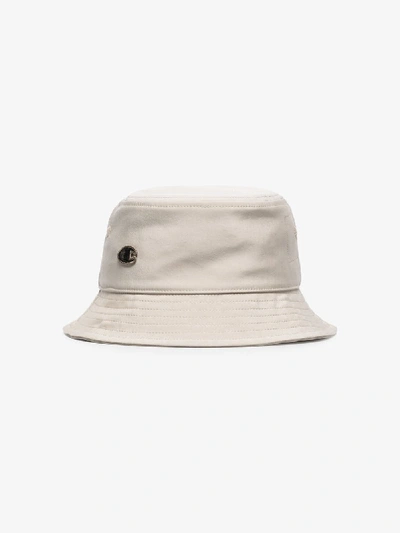 Shop Rick Owens X Champion White Logo Bucket Hat In Neutrals