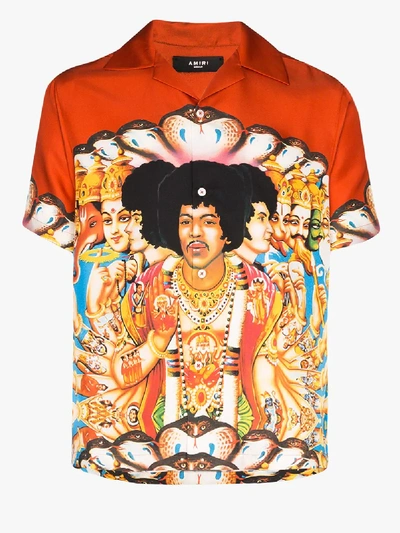 Shop Amiri Jimi Hendrix Silk Shirt In Orange