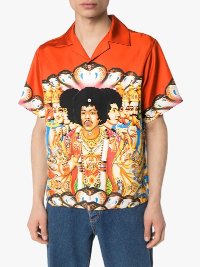 Shop Amiri Jimi Hendrix Silk Shirt In Orange
