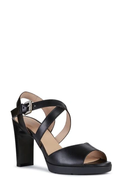 Shop Geox Annya Sandal In Black Leather