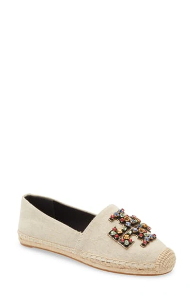 Shop Tory Burch Ines Embellished Espadrille In Natural / Ambra / Gold