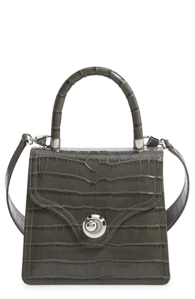 Shop Ratio Et Motus Lady Croc Embossed Leather Top Handle Bag In Forest Grey Croc