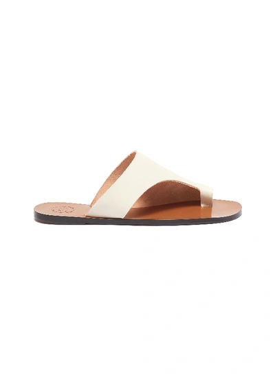 Shop Atp Atelier 'rosa' Toe Ring Leather Slide Sandals In White