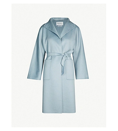 Shop Max Mara Lilia Belted Cashmere Coat In Light Blue