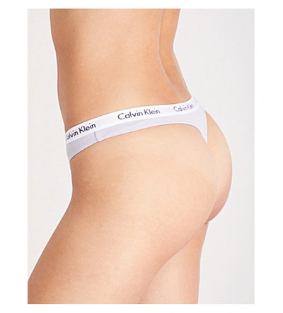 Shop Calvin Klein Carousel Stretch-cotton Thong In Sbu Bliss