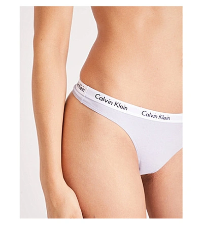 Shop Calvin Klein Carousel Stretch-cotton Thong In Sbu Bliss