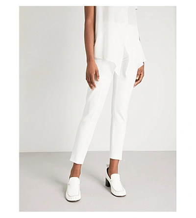 Shop Max Mara Pegno Straight High-rise Stretch-jersey Trousers In Ivory