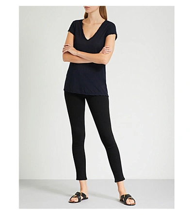 Shop James Perse V-neck Cotton-jersey T-shirt In French Navy