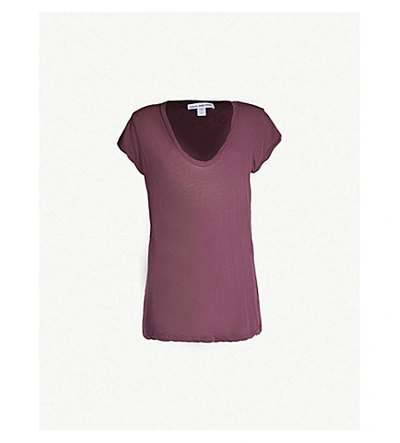 Shop James Perse V-neck Cotton-jersey T-shirt In Grape