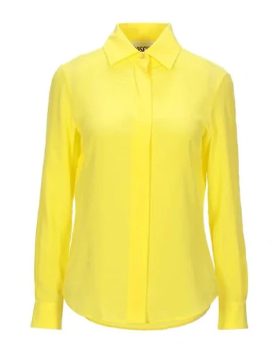 Shop Moschino Silk Shirts & Blouses In Yellow