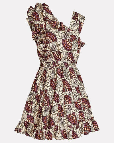 Shop Ulla Johnson Iliana Ruffled Poplin Mini Dress In Multi
