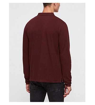 Shop Allsaints Reform Cotton-piqué Polo Shirt In Darkrust