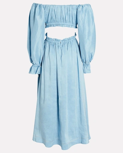 Shop Aje Overture Blouson Midi Dress In Blue-lt