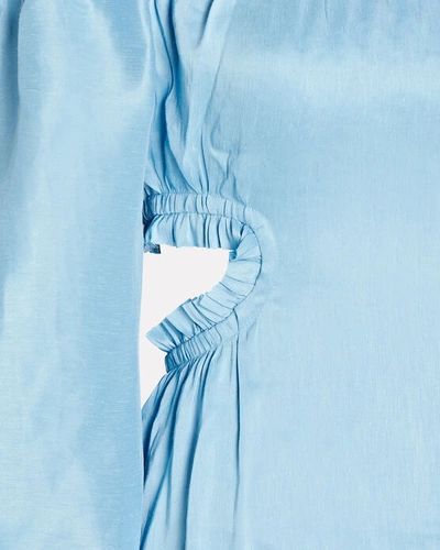 Shop Aje Overture Blouson Midi Dress In Blue-lt