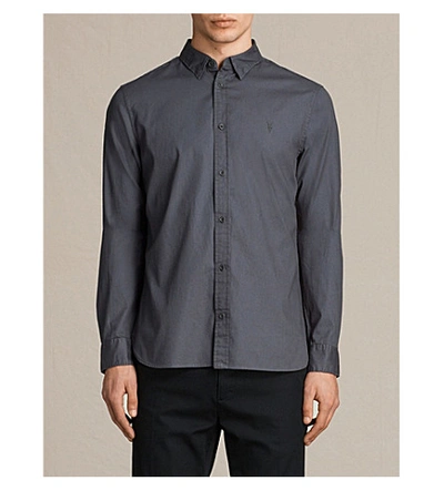 Shop Allsaints Redondo Slim-fit Cotton Shirt In Dark Marine