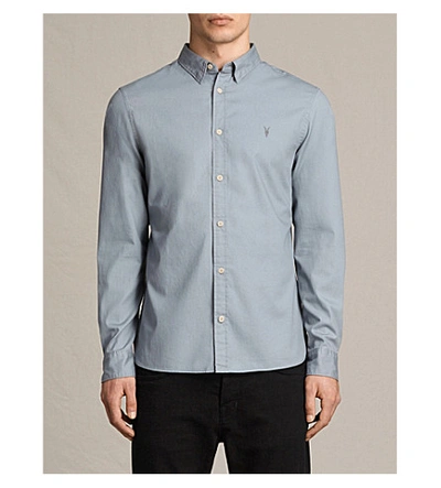 Shop Allsaints Redondo Slim-fit Cotton Shirt In Shadow Blue