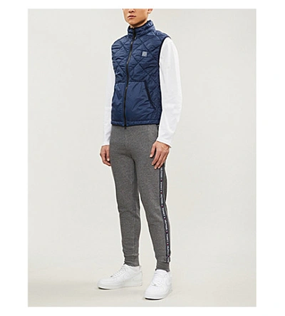 Shop Tommy Hilfiger Tapered Cotton-jersey Jogging Bottoms In Grey