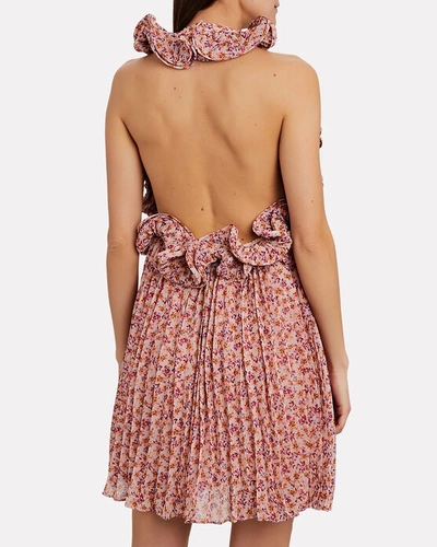 Shop Amur Mimi Ruffled Floral Print Dress In Pink