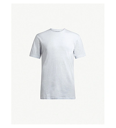 Shop Allsaints Figure Crewneck Cotton-jersey T-shirt In Celest Blue