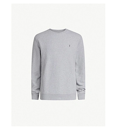 Shop Allsaints Raven Cotton-fleece Sweatshirt In Grey Marl