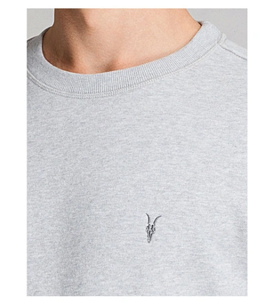 Shop Allsaints Raven Cotton-fleece Sweatshirt In Grey Marl