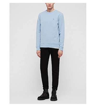 Shop Allsaints Raven Cotton-fleece Sweatshirt In Lt Atlanticblu