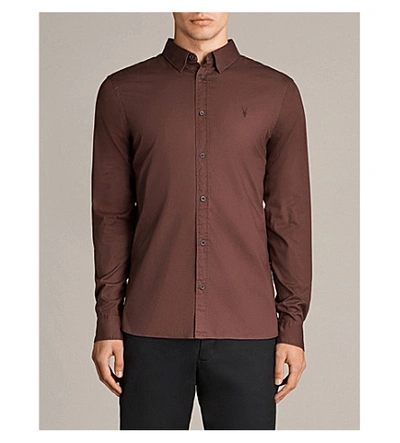 Shop Allsaints Redondo Slim-fit Cotton Shirt In Cavalry Red