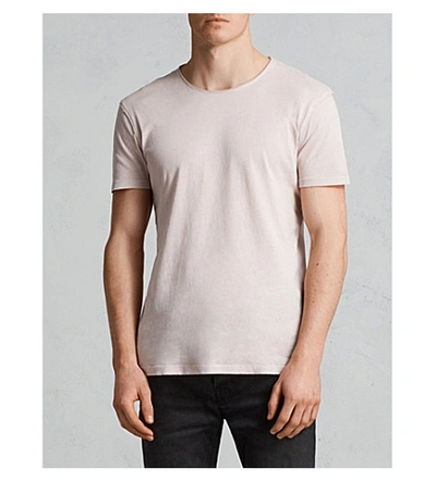 Shop Allsaints Figure Crewneck Cotton-jersey T-shirt In Opal Pink