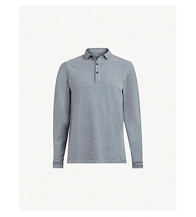 Shop Allsaints Reform Cotton-piqué Polo Shirt In Arctic Blue Ma