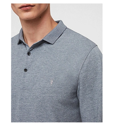 Shop Allsaints Reform Cotton-piqué Polo Shirt In Arctic Blue Ma