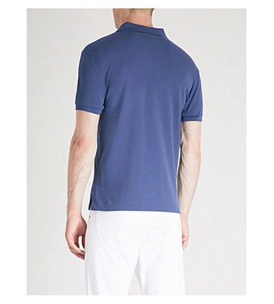 Shop Polo Ralph Lauren Slim-fit Cotton-piqué Polo Shirt In Light Navy