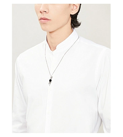 Shop The Kooples Mens Whi01 Mandarin-collar Slim-fit Stretch-cotton Poplin Shirt Xl