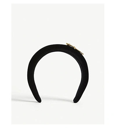 Shop Versace Safety Pin Detail Headband In Nero+stampa