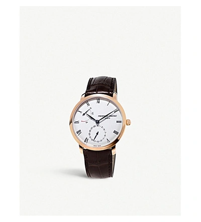 Shop Frederique Constant Fc.723wr3s4 Slimline Rose-gold And Leather Watch In Rose Gold And Black