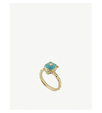 Shop Gucci Le Marché Des Merveilles 18ct Yellow-gold, Turquoise And Diamond Ring