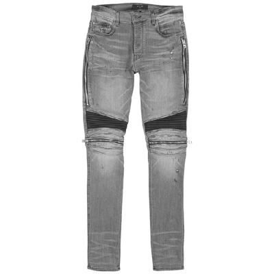 Shop Amiri Mx2 Grey Distressed Skinny Jeans In Black