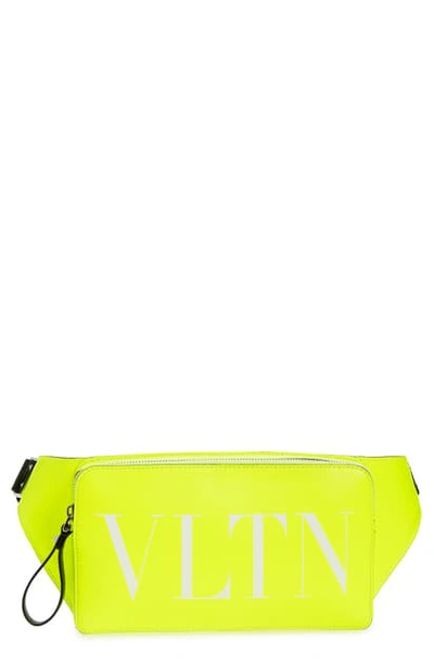Shop Valentino Vltn Logo Leather Belt Bag In Yellow