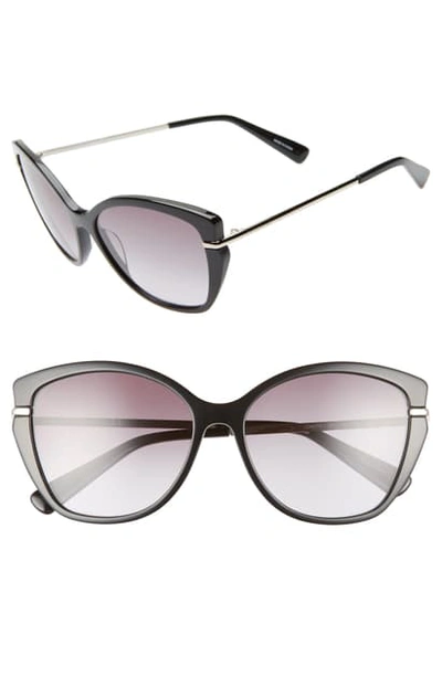 Shop Longchamp Heritage 57mm Butterfly Sunglasses In Black