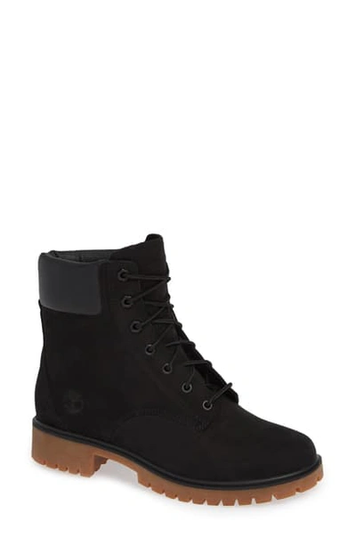 Shop Timberland Jayne Waterproof Hiking Bootie In Black Leather