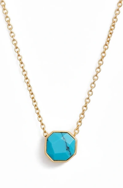 Shop Gorjana Power Gemstone Charm Adjustable Necklace In Healing/ Turquoise/ Gold