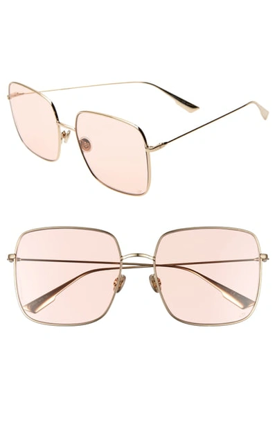 Shop Dior Stellaire 59mm Square Sunglasses In Gold/ Peach