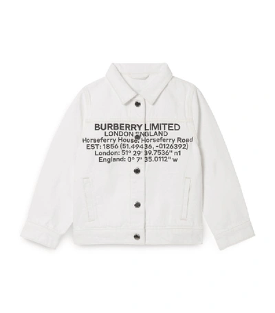 Shop Burberry Kids Denim Logo Print Jacket