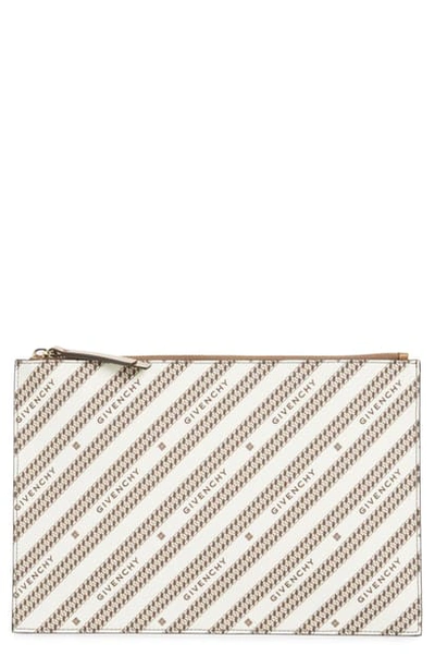 Shop Givenchy Print Canvas Pouch In Beige
