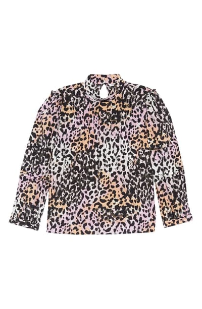 Shop Veronica Beard Lety Pintuck Cheetah Print Stretch Silk Blouse In Lilac Multi