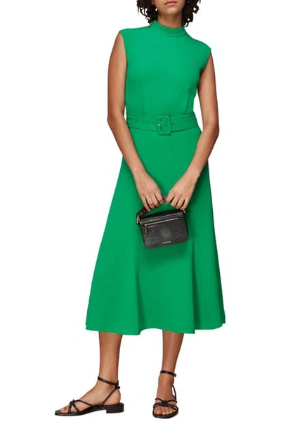 Shop Whistles Penny Belted Midi Dress In Green