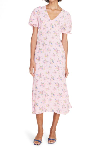 pink floaty midi dress