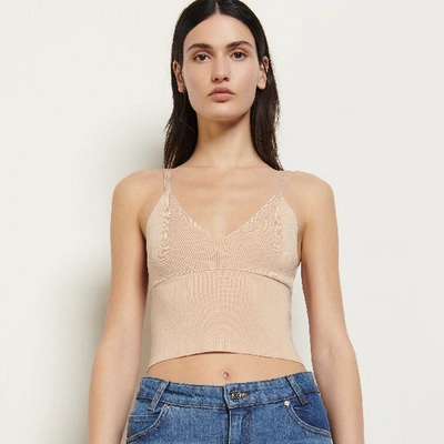 Shop Sandro Knit Top With Straps In Skin