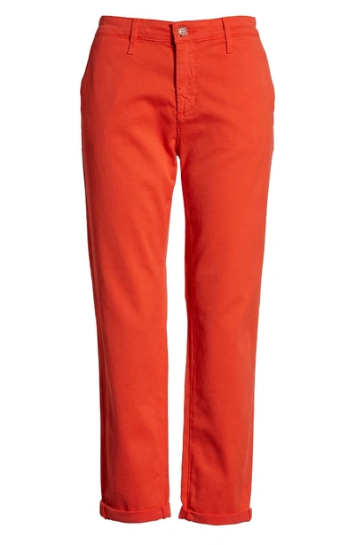 Shop Ag Caden Crop Twill Trousers In Molten Coral