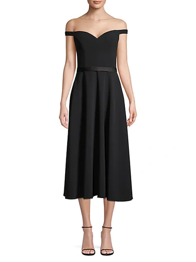 Shop Jason Wu Collection Off-the-shoulder Stretch Crepe Midi Dress In Black